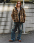 "Leopard Fantasy" Leopard Spot Print Reversible Drop Shoulder Hooded Custom Rabbit Fur Coat - variant_title