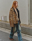 "Leopard Fantasy" Leopard Spot Print Reversible Drop Shoulder Hooded Custom Rabbit Fur Coat - variant_title