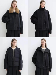 Style overview showing three ways to wear the black Letrans Silent Trace parka