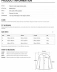Size chart and product information for Letrans Silent Trace detachable down parka