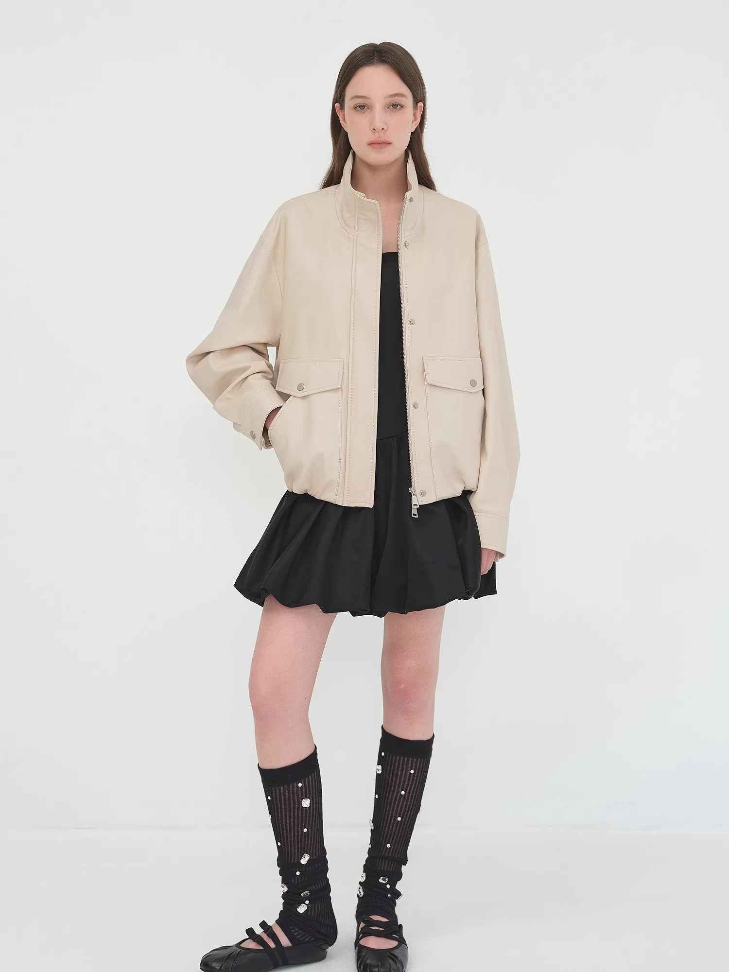 Letrans Vintage Waxed - Finish Drop - Shoulder Stand - Collar Cropped Leather Jacket — Canyon Sunset - variant_title