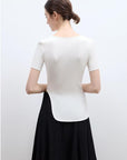 Letrans Women's Asymmetrical Hem T-Shirt - Short Sleeve Top “Architectural Principles” - variant_title