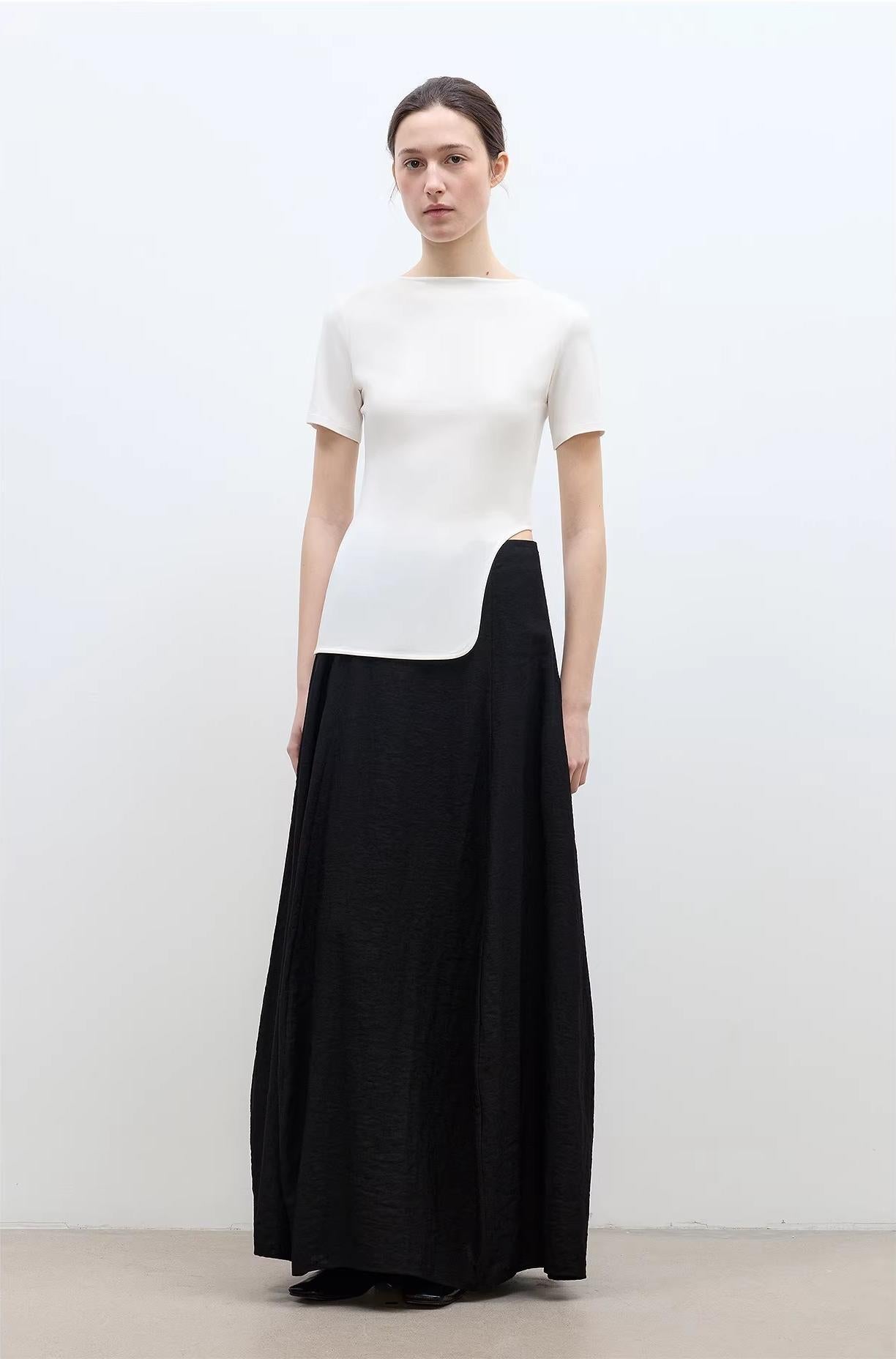 Letrans Women's Asymmetrical Hem T-Shirt - Short Sleeve Top “Architectural Principles” - variant_title
