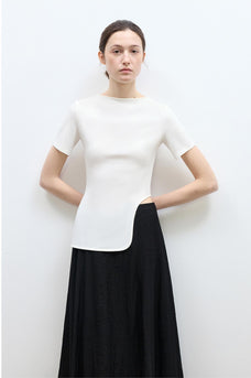 Letrans Women's Asymmetrical Hem T-Shirt - Short Sleeve Top “Architectural Principles” - variant_title