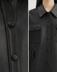 Letrans Women's Cropped Belted Leather Safari Jacket “Twilight Knight”Firelady Fur