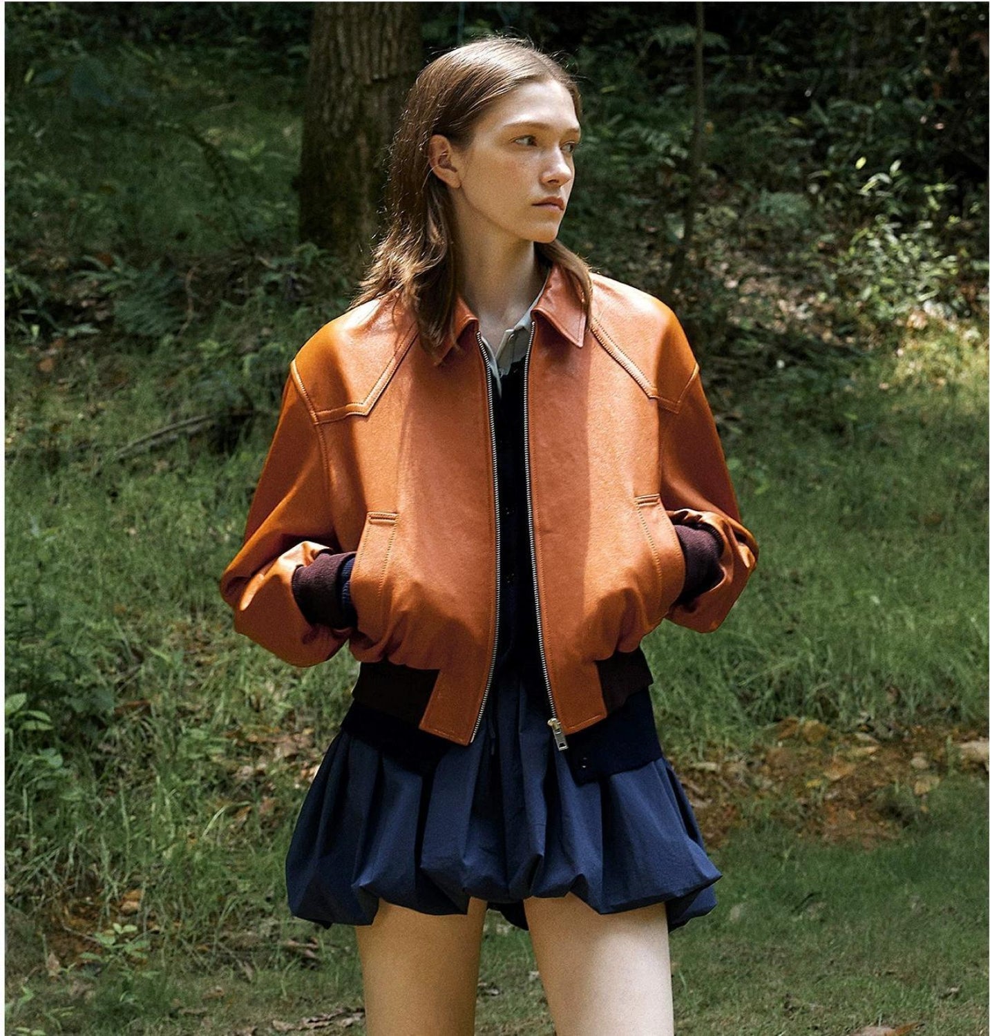 main Letrans Women_s Cropped Lambskin Leather Jacket_ Retro Vintage Style_3