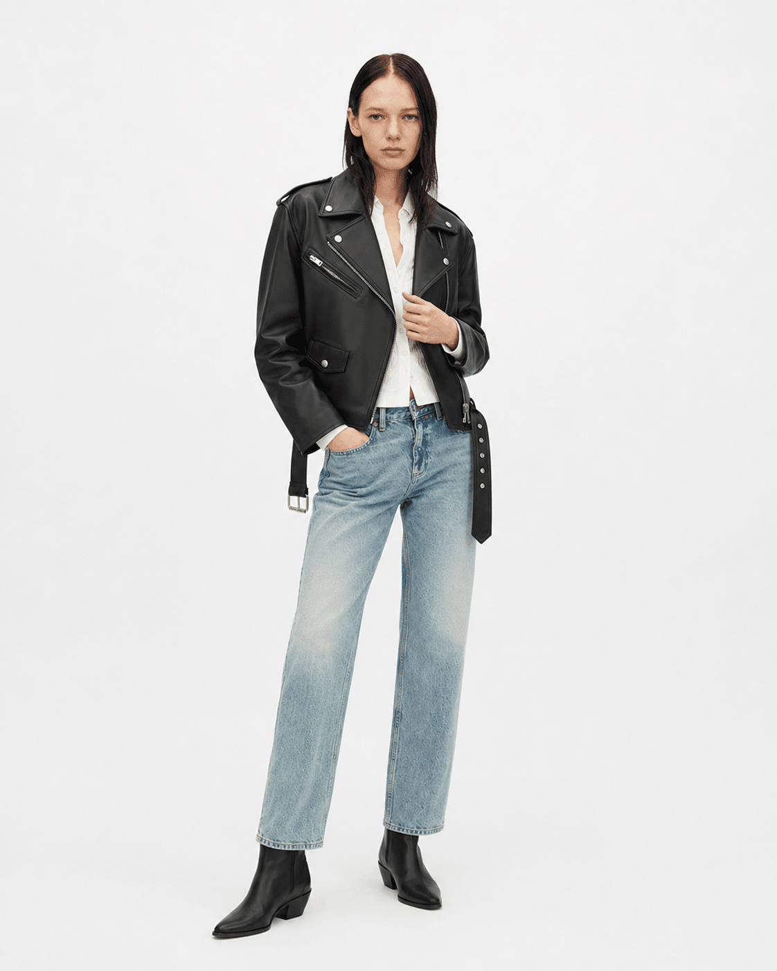 Letrans Women's Lambskin Leather Biker Jacket Cropped Retro Moto Style "Murasaki River"Firelady Fur