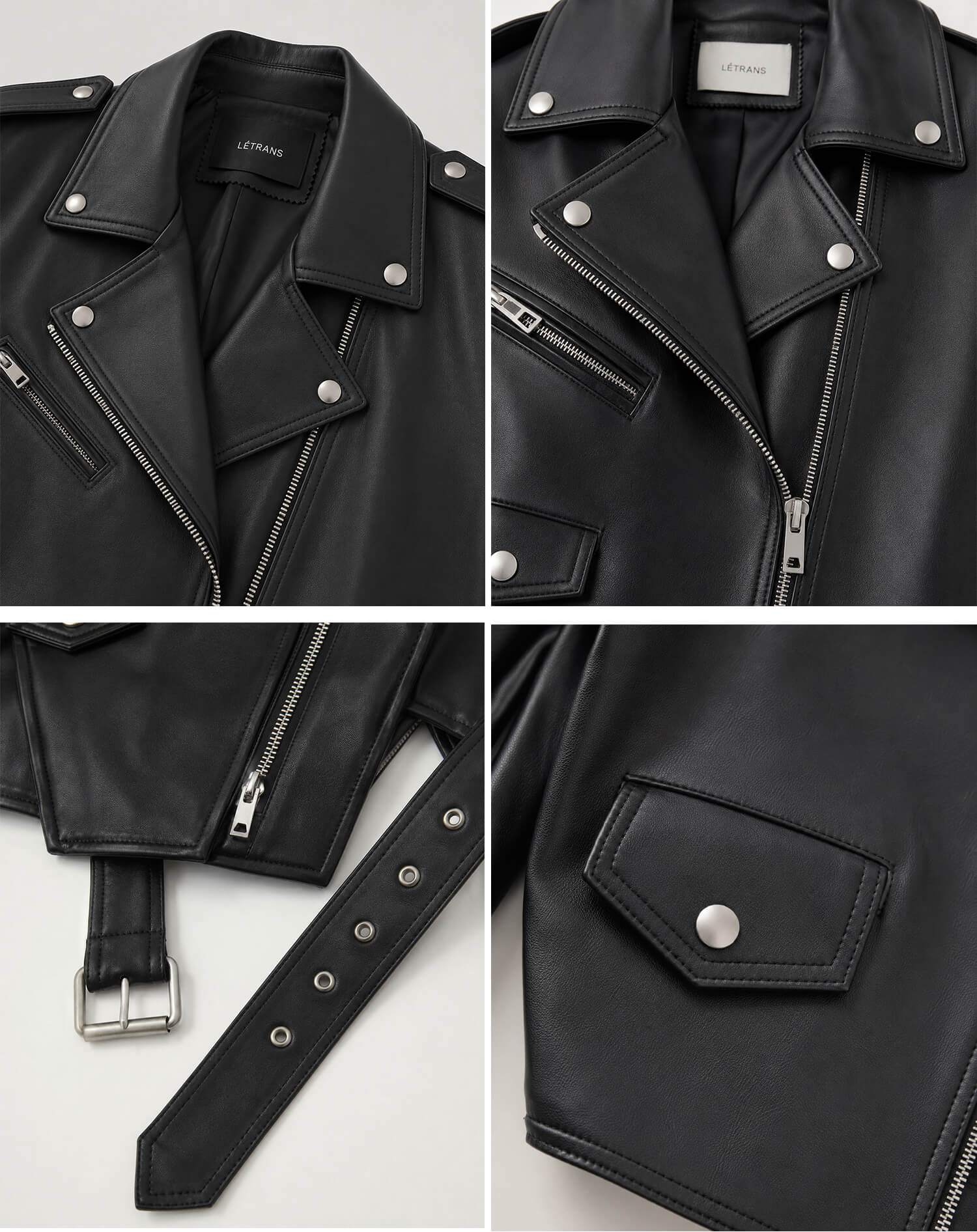 Letrans Women's Lambskin Leather Biker Jacket Cropped Retro Moto Style "Murasaki River"Firelady Fur
