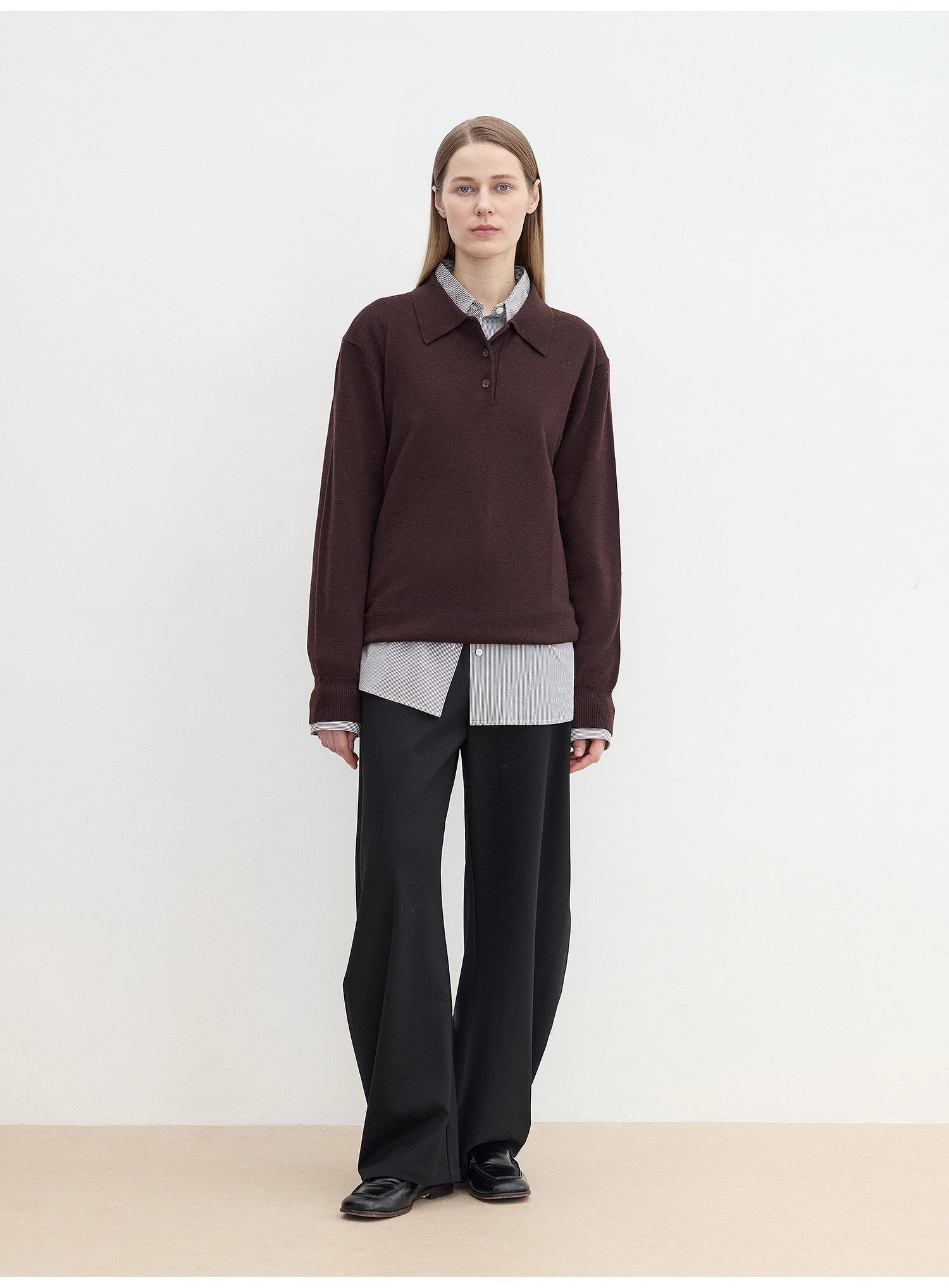 "Library Diary" Machine Washable Premium Wool Women's Polo Neck Loose Top - variant_title