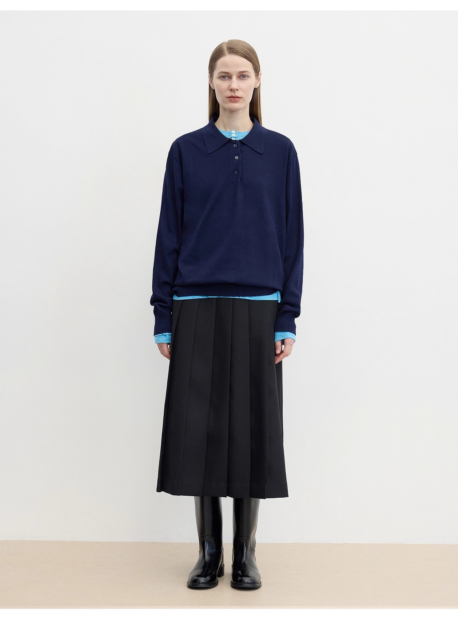 "Library Diary" Machine Washable Premium Wool Women's Polo Neck Loose Top - variant_title