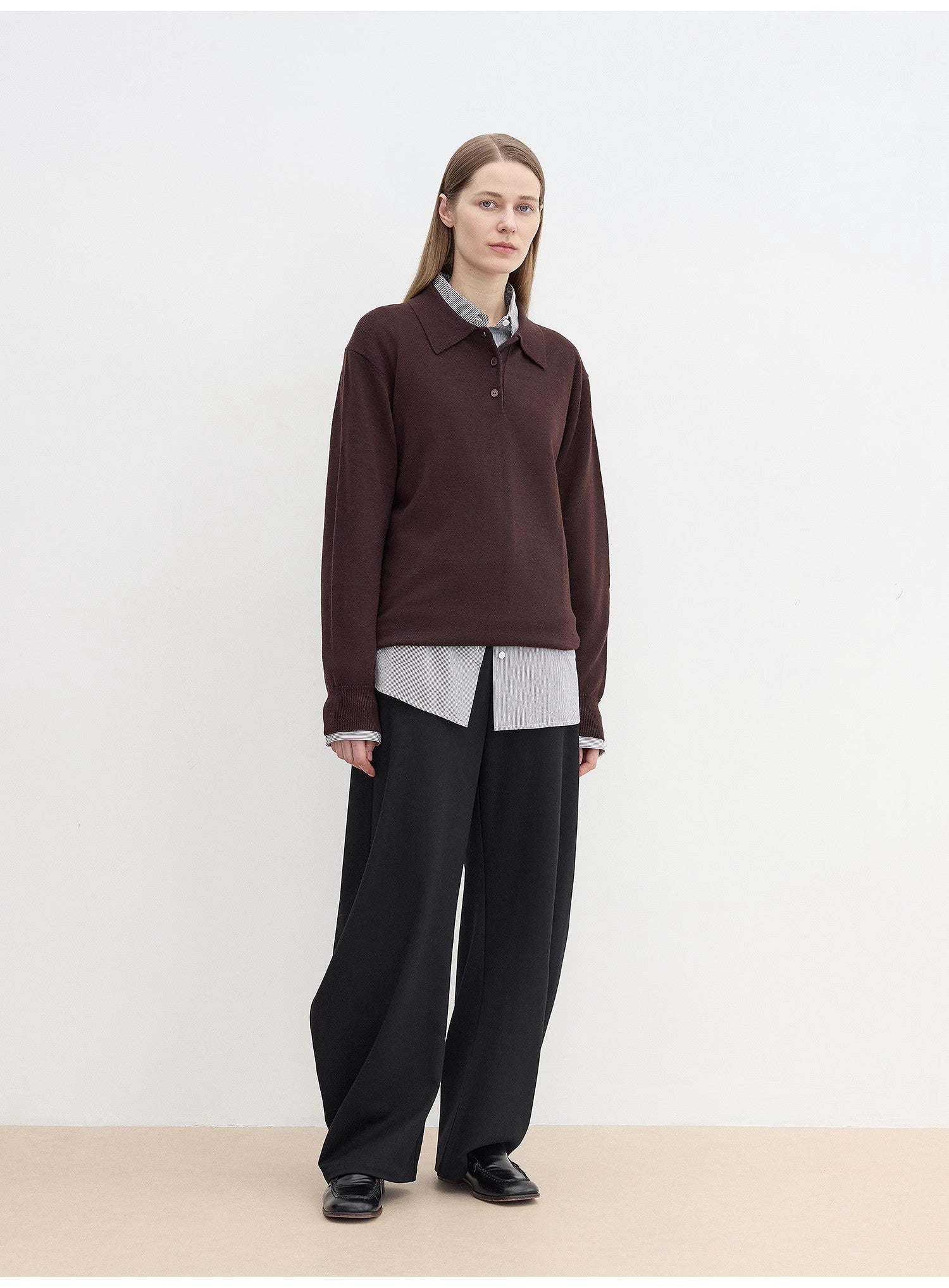 "Library Diary" Machine Washable Premium Wool Women's Polo Neck Loose Top - variant_title