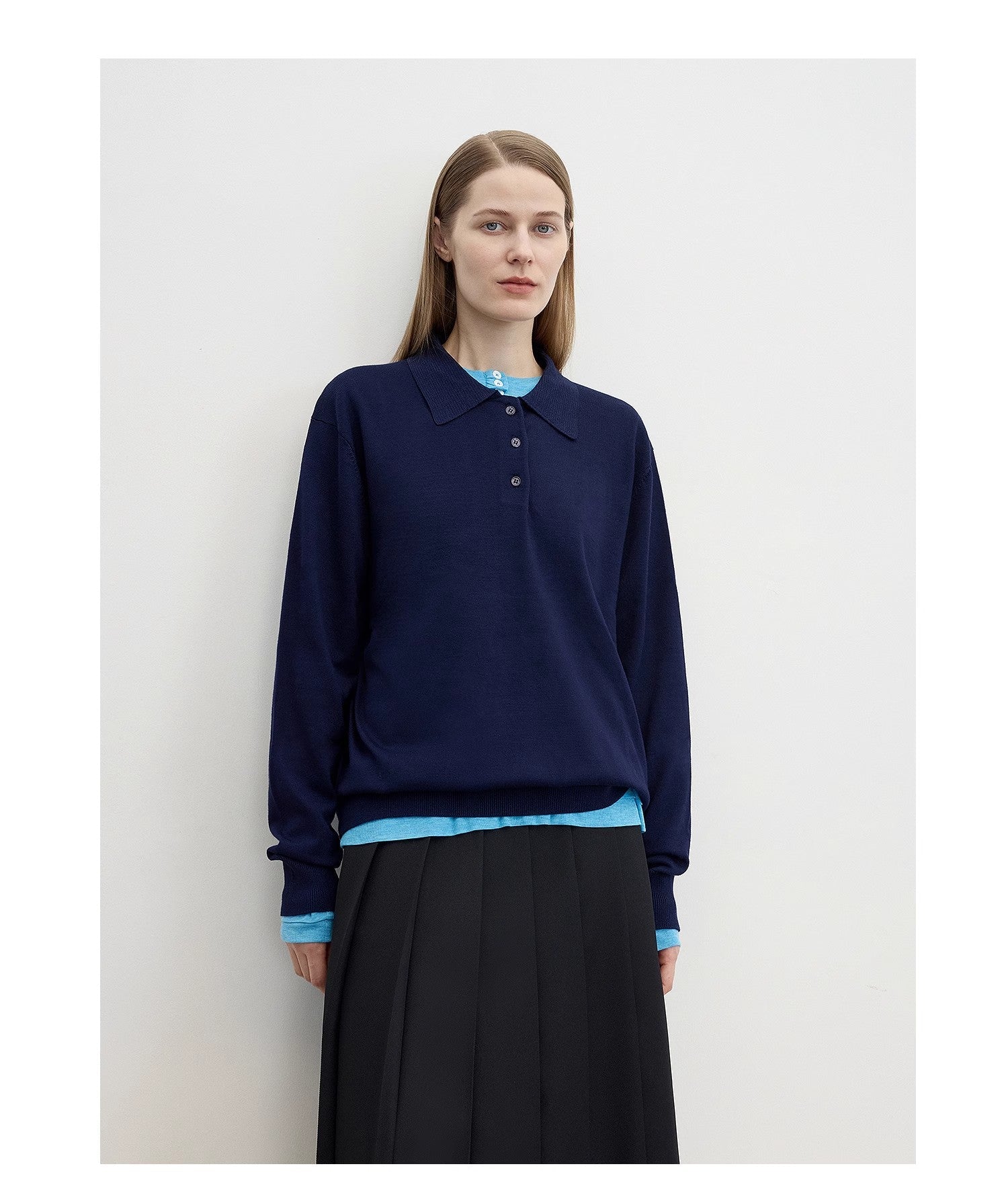 "Library Diary" Machine Washable Premium Wool Women's Polo Neck Loose Top - variant_title