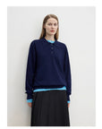 "Library Diary" Machine Washable Premium Wool Women's Polo Neck Loose Top - variant_title