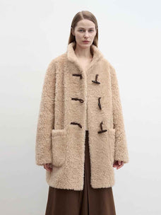 Light and Wandering stand-collar curly faux leather shearling jacket product image 02