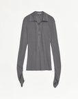 Light luxury silver silk knitted slightly transparent tie lapel slim drape long sleeve knitted top"Eiffel" - variant_title