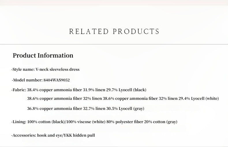 Lightweight and zero - pressure cupro linen textured anti - wrinkle V - neck sleeveless A - line dress - variant_title