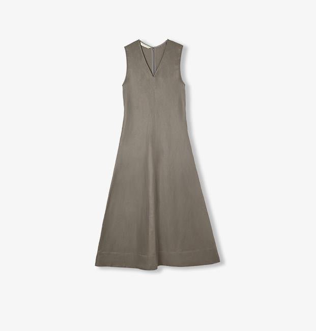 Lightweight and zero - pressure cupro linen textured anti - wrinkle V - neck sleeveless A - line dress - variant_title
