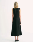 Lightweight and zero - pressure cupro linen textured anti - wrinkle V - neck sleeveless A - line dress - variant_title