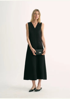 Lightweight and zero - pressure cupro linen textured anti - wrinkle V - neck sleeveless A - line dress - variant_title