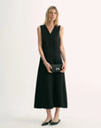 Lightweight and zero - pressure cupro linen textured anti - wrinkle V - neck sleeveless A - line dress - variant_title