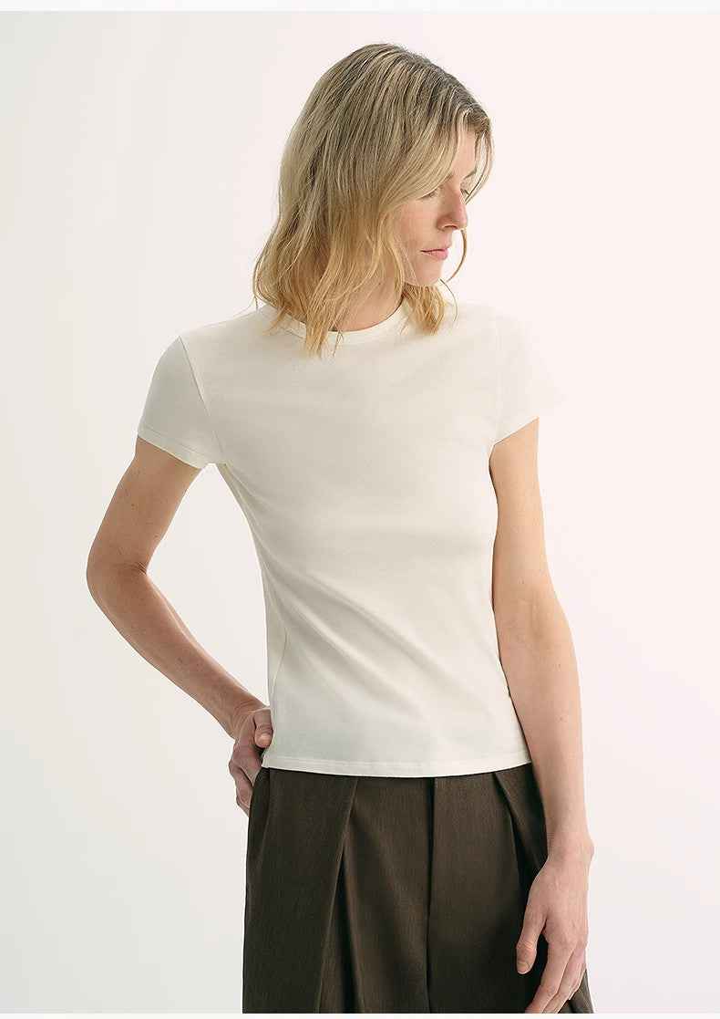 LINDIS wool mulberry silk classic short - sleeved round neck T-shirt for women - variant_title