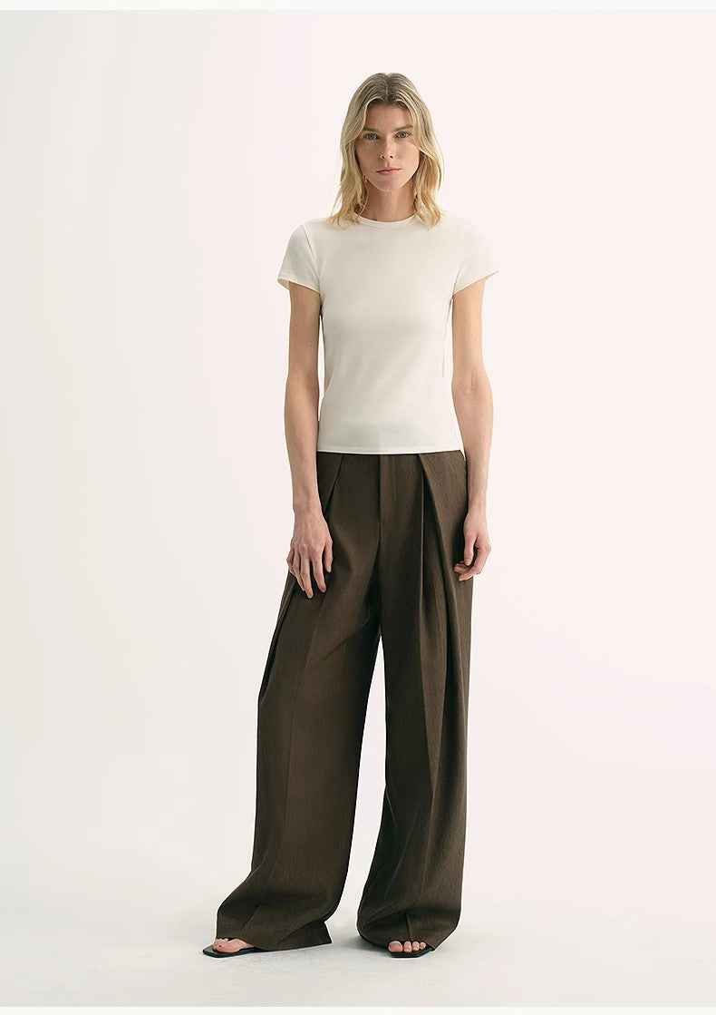 LINDIS wool mulberry silk classic short - sleeved round neck T-shirt for women - variant_title