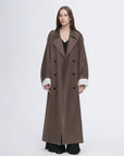 "Line Walker" matte micro - velvet drape classic elegant double - breasted straight long trench coat - variant_title