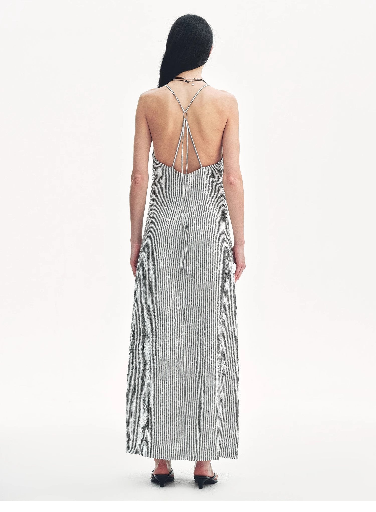 Linen Sequin Embroidery Dress Summer"Galaxy Trace" - variant_title