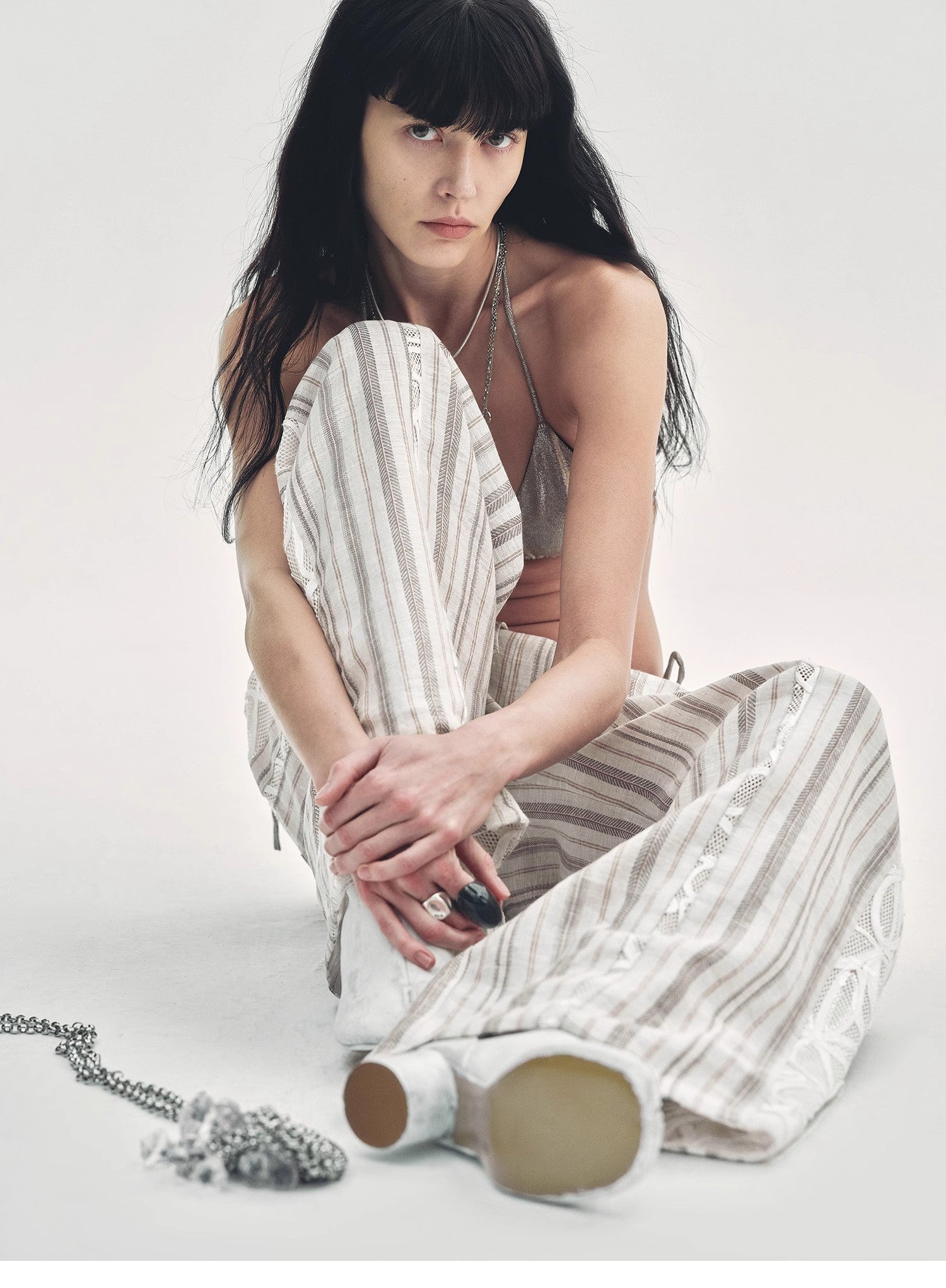 Linen Vertical Stripe Drape Wide Leg Casual Pants"Fashion Tension" - variant_title
