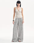 Linen Vertical Stripe Drape Wide Leg Casual Pants"Fashion Tension" - variant_title