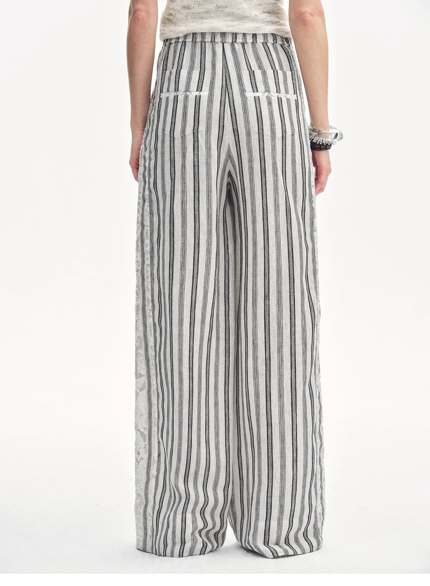 Linen Vertical Stripe Drape Wide Leg Casual Pants"Fashion Tension" - variant_title