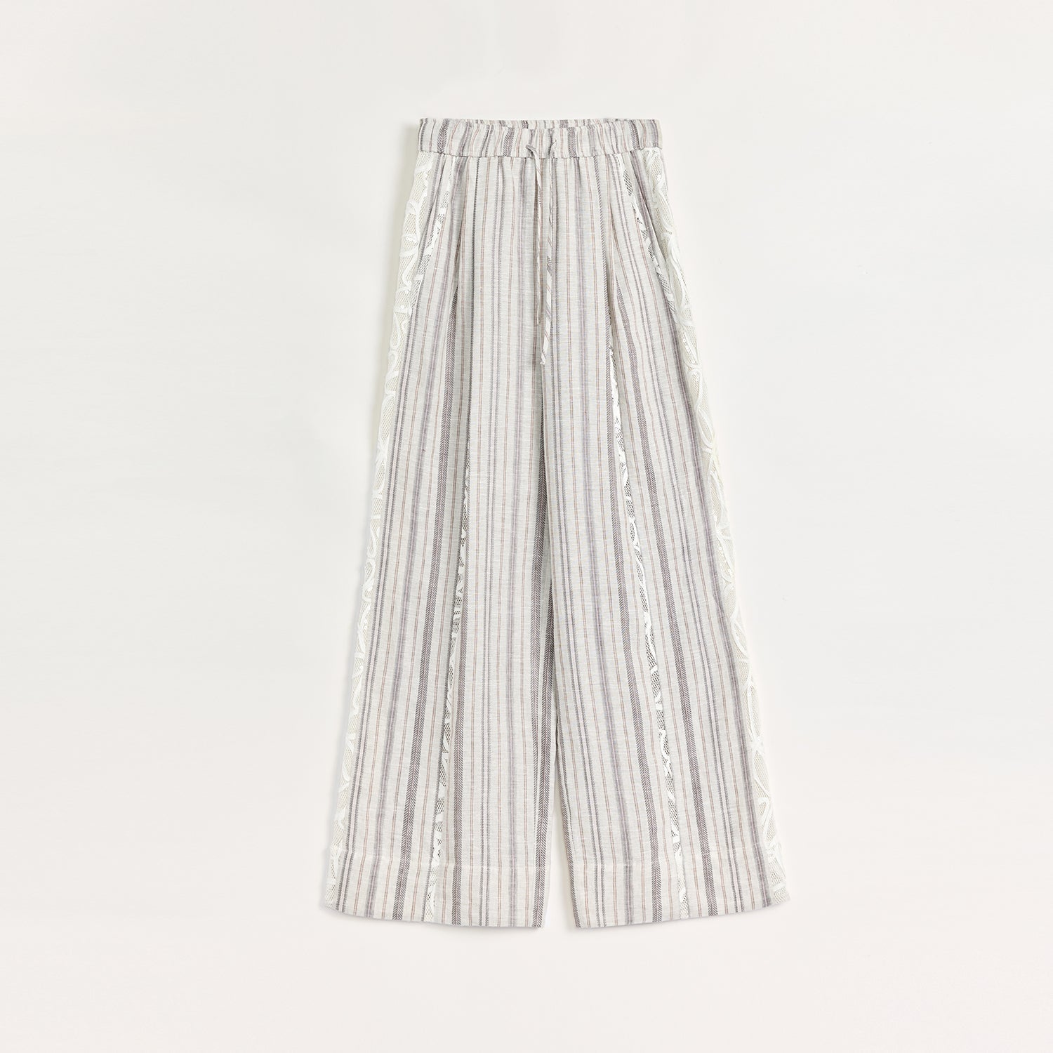 Linen Vertical Stripe Drape Wide Leg Casual Pants"Fashion Tension" - variant_title