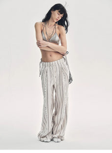 Linen Vertical Stripe Drape Wide Leg Casual Pants"Fashion Tension" - variant_title