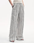 Linen Vertical Stripe Drape Wide Leg Casual Pants"Fashion Tension" - variant_title