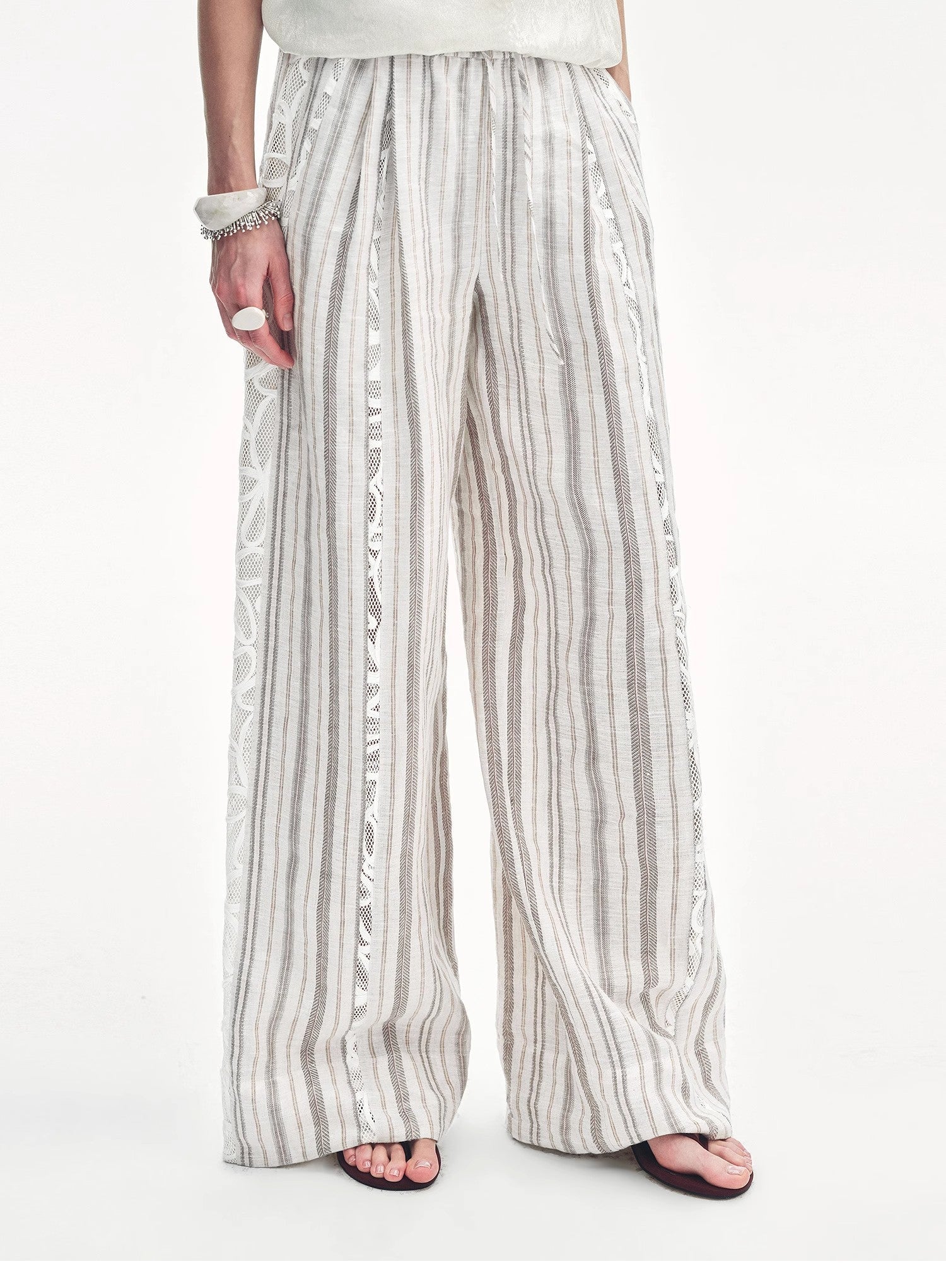 Linen Vertical Stripe Drape Wide Leg Casual Pants"Fashion Tension" - variant_title