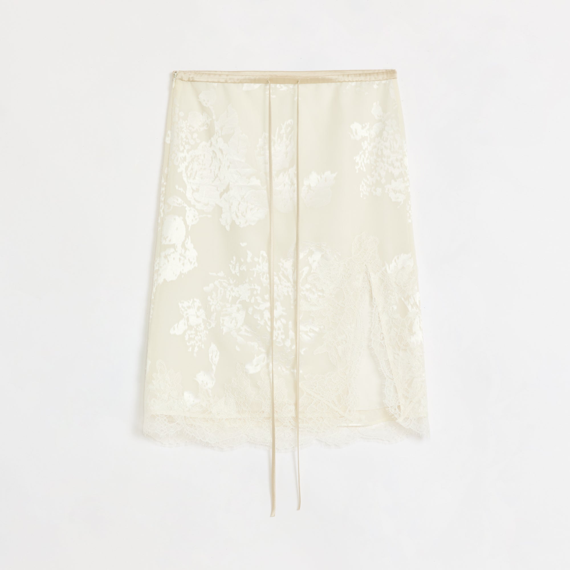 "Lingering Soft Light" Paneled Irregular Lace Straight - Cut Split Skirt - variant_title