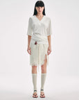 "Lingering Soft Light" Paneled Irregular Lace Straight - Cut Split Skirt - variant_title
