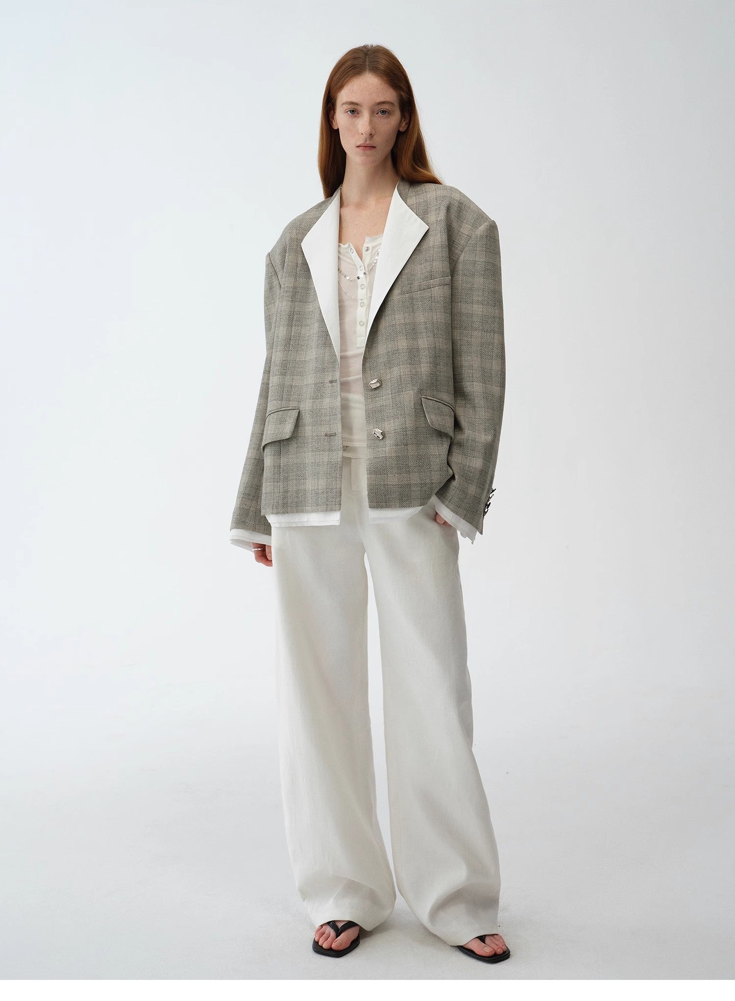 "London Diary"old money style contrasting lapel wool blazer - variant_title
