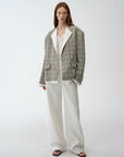 "London Diary"old money style contrasting lapel wool blazer - variant_title