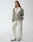 "London Diary"old money style contrasting lapel wool blazer - variant_title