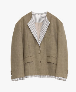 "London Diary"old money style contrasting lapel wool blazer - variant_title
