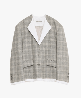"London Diary"old money style contrasting lapel wool blazer - variant_title