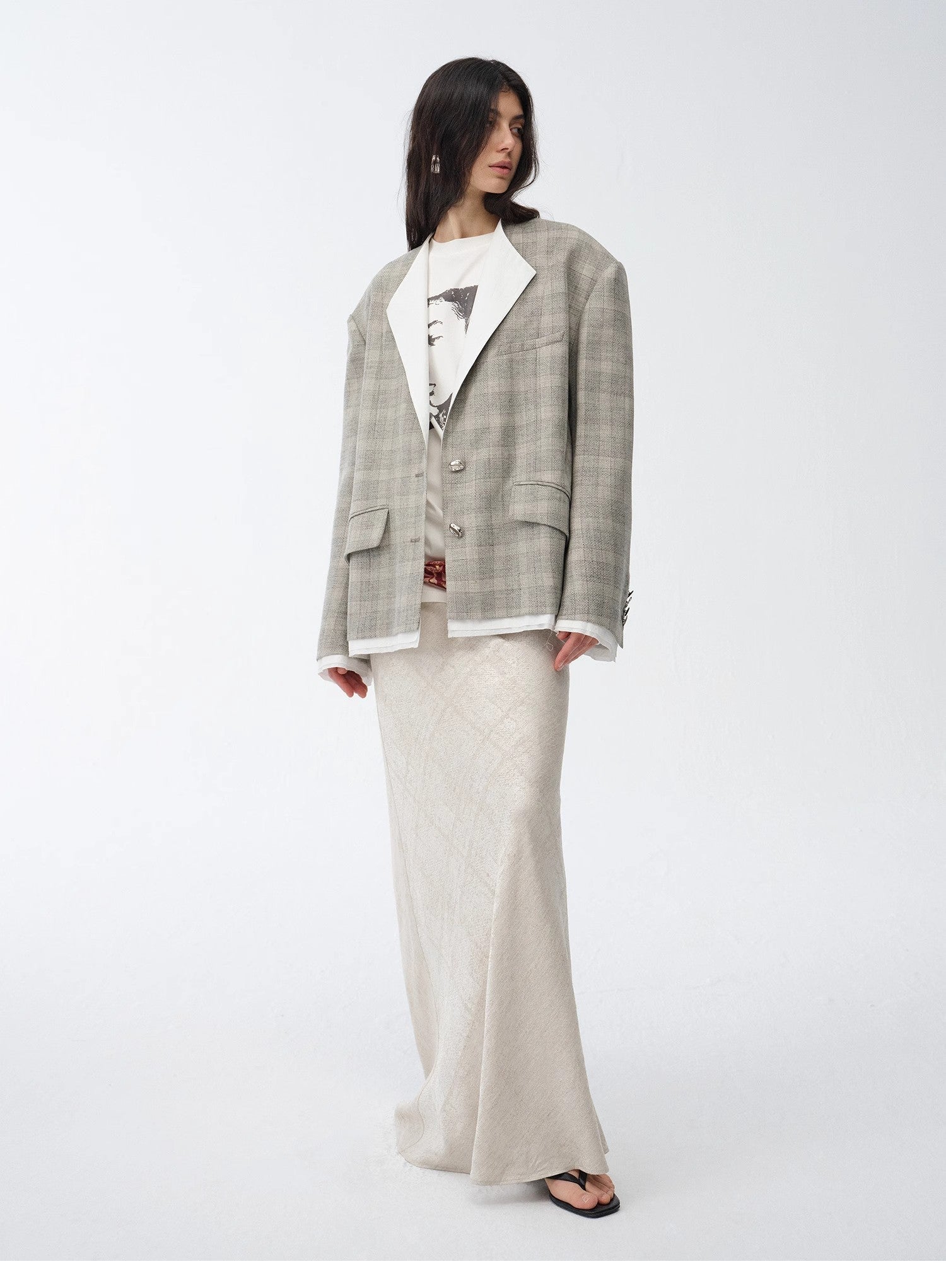 "London Diary"old money style contrasting lapel wool blazer - variant_title
