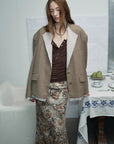 "London Diary"old money style contrasting lapel wool blazer - variant_title