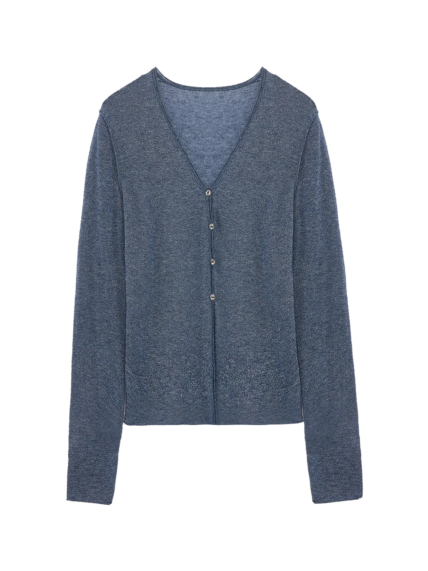 Firelady Fur Long Island Vacation blue V-neck wool blend cardigan transparent product image