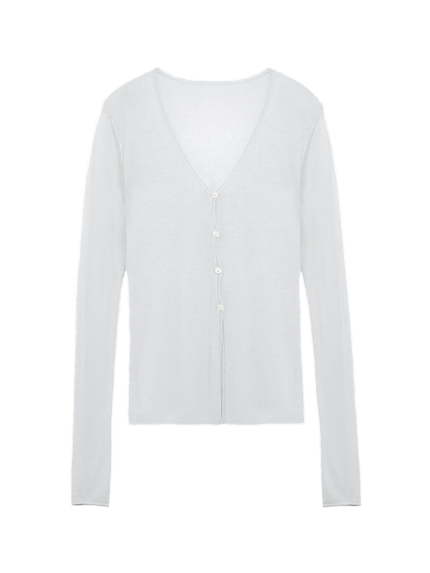 Firelady Fur Long Island Vacation original white V-neck wool blend cardigan transparent product image