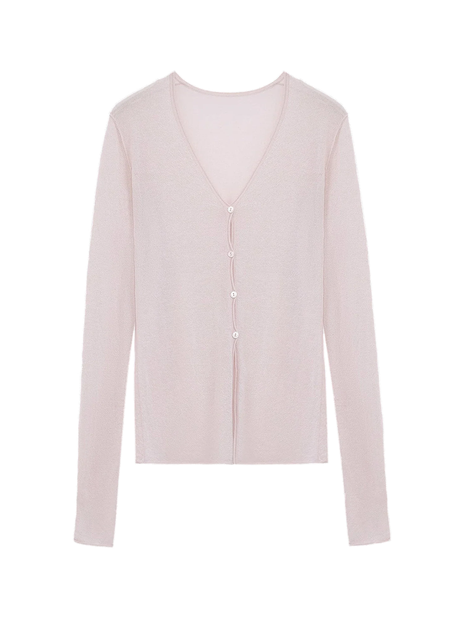 Firelady Fur Long Island Vacation pink V-neck wool blend cardigan transparent product image
