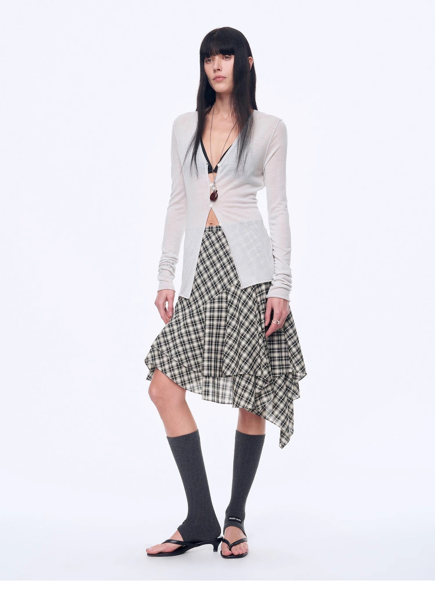 "Long Island Vacation" wool blend V - neck straight shoulder knitted cardigan spring - variant_title