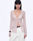 "Long Island Vacation" wool blend V - neck straight shoulder knitted cardigan spring - variant_title