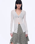 "Long Island Vacation" wool blend V - neck straight shoulder knitted cardigan spring - variant_title